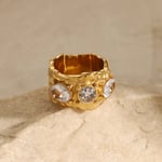 Gold color / 7 / 1 Piece Classic Series Retro Cross Stainless Steel  Gold Color Zircon Women's Rings Picture6